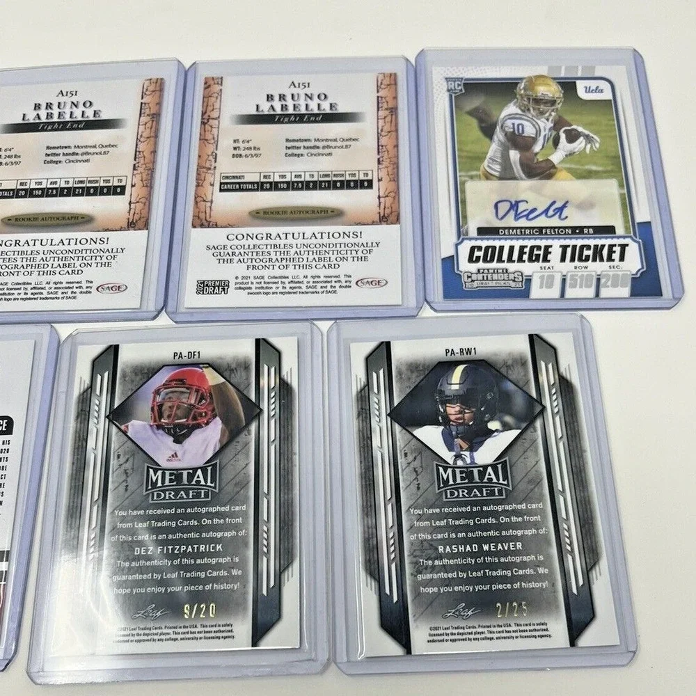 2021 Panini Leaf SAGE Football Rookie Autograph Card Lot‎ James Conner /20 NEW